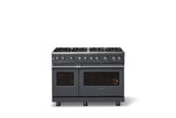 48"W. Sealed Burner Gas Range (Burner: 8b, Finish: Cast Black, Trim: Polished Chrome, Fuel: Natural Gas)