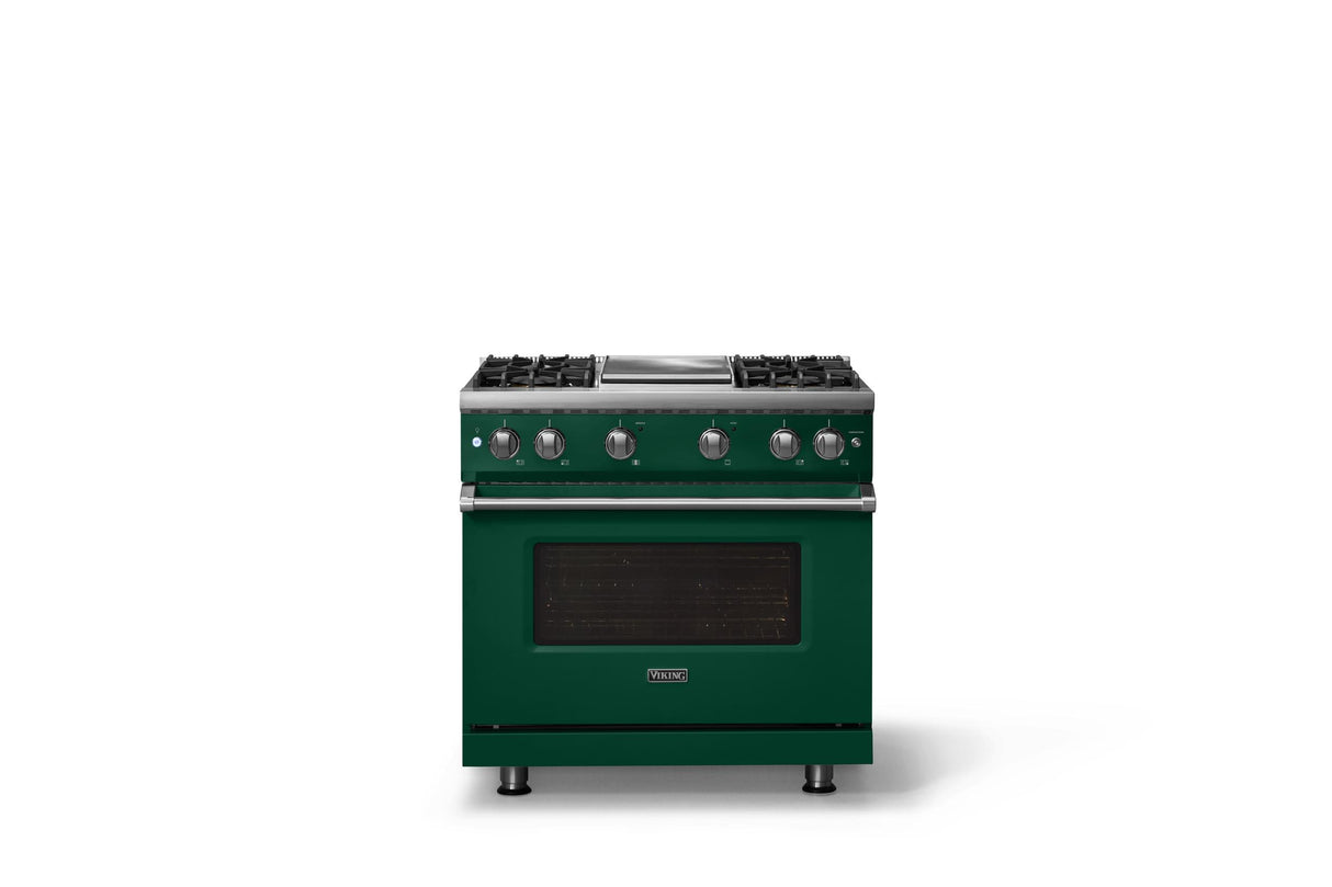 36"W. Sealed Burner Gas Range (Burner: 4g, Finish: Ivy, Trim: Polished Chrome, Fuel: Natural Gas)