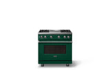 36"W. Sealed Burner Gas Range (Burner: 4g, Finish: Ivy, Trim: Polished Chrome, Fuel: Natural Gas)