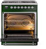 Nostalgie II 30 Inch Dual Fuel Natural Gas Freestanding Range in Emerald Green with Chrome Trim