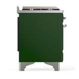 ILVE UM48FSNR3EGC Majestic III 48 inch Dual Fuel Range with 5 Black Brass Burners, Griddle and French Top, Dual Function Burner up to 25,000 BTU (Natural Gas, Triple Glass Door, Emerald Green, Chrome)
