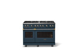 48"W. Sealed Burner Gas Range (Burner: 8b, Finish: Squall, Trim: Brushed Brass, Fuel: Propane)
