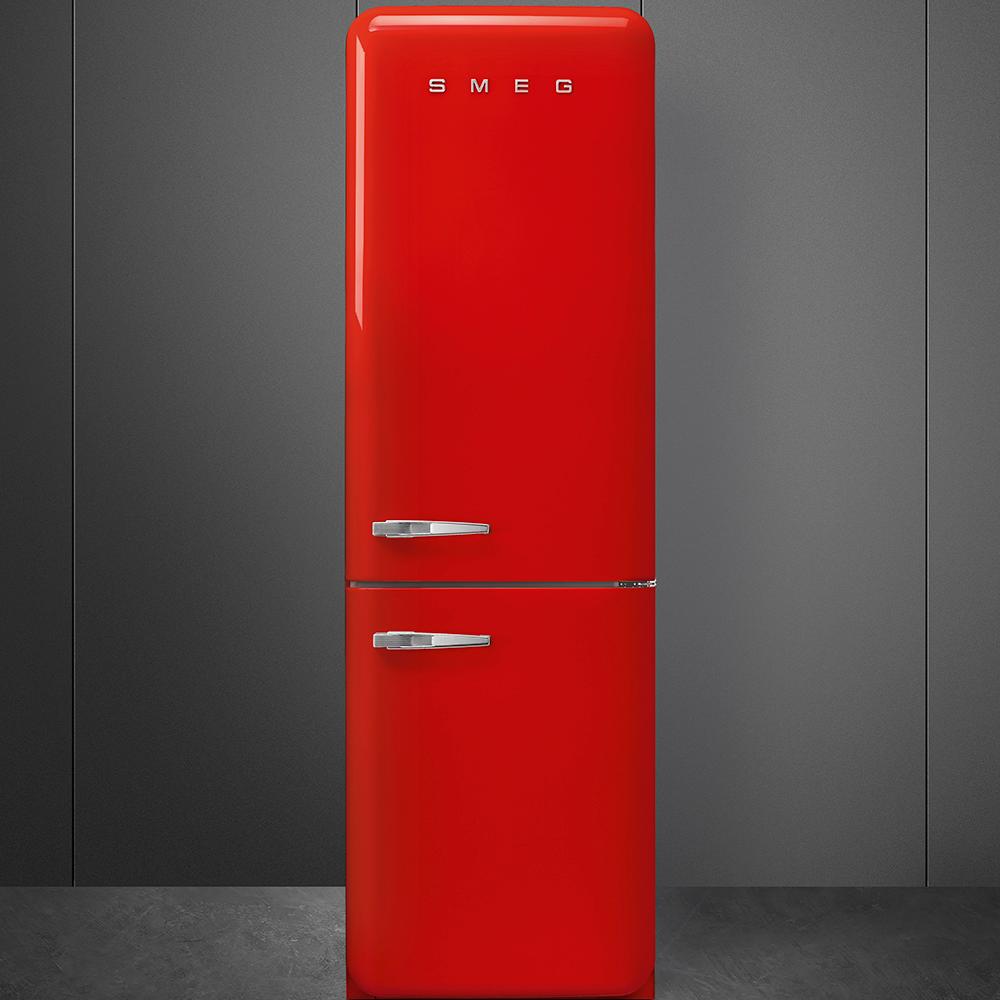 Approx 24" 50'S Style refrigerator with automatic freezer, Red, Right hand hinge