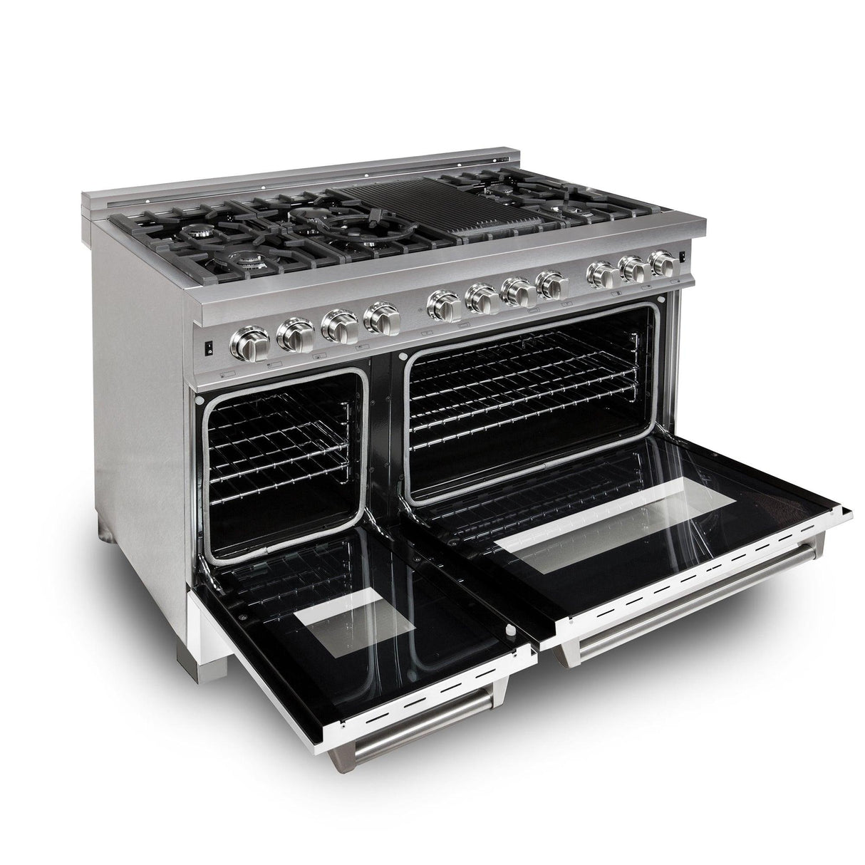 ZLINE 48 in. DuraSnow Stainless Steel 6.0 cu.ft. 7 Gas Burner/Electric Oven Range with Color Door Options (RAS-SN-48) [Color: White Matte]