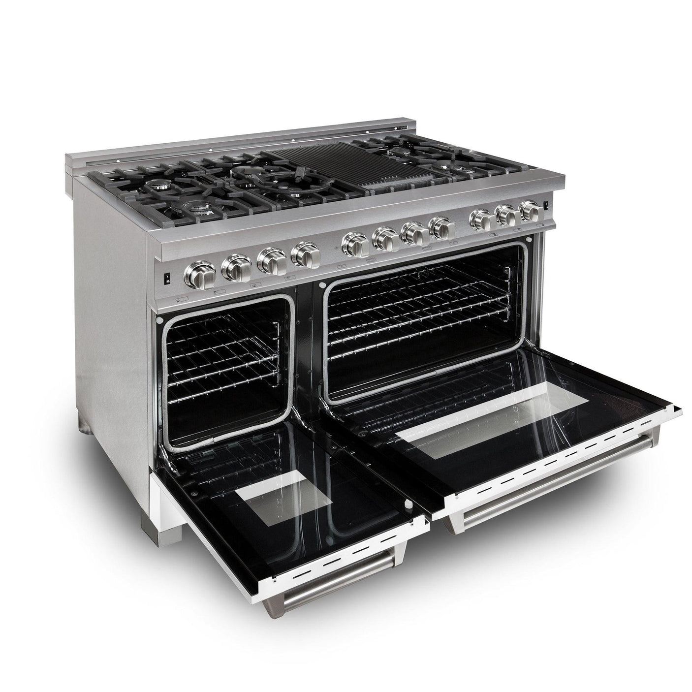 ZLINE 48 in. DuraSnow Stainless Steel 6.0 cu.ft. 7 Gas Burner/Electric Oven Range with Color Door Options (RAS-SN-48) [Color: White Matte]