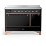 ILVE UMIB48QNR3BKP Majestic III 48 inch Induction Range with 6 Elements, 5.02 cu. ft. Total Oven Capacity (Solid Door, Glossy Black, Copper)