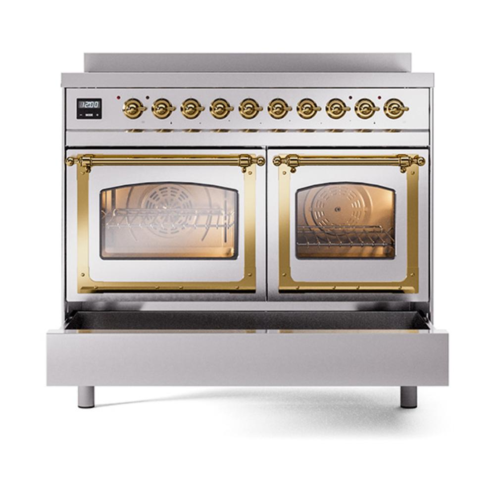 ILVE UNDI406NMPSSG Nostalgie II Noblesse 40 inch Induction Range (Triple Glass Door, Stainless Steel, Brass)