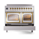 ILVE UNDI406NMPSSG Nostalgie II Noblesse 40 inch Induction Range (Triple Glass Door, Stainless Steel, Brass)
