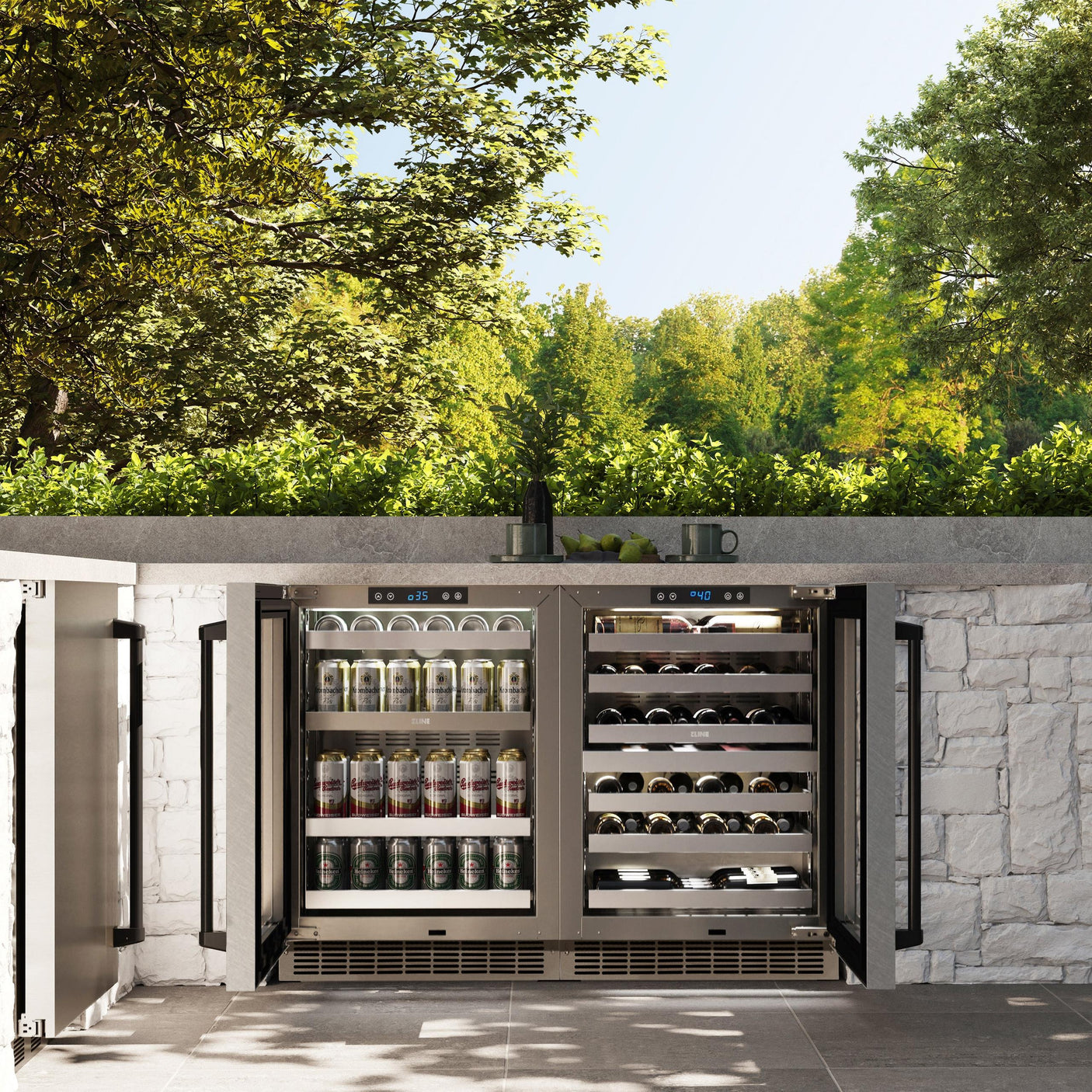 ZLINE Autograph Edition 24 in. Touchstone Dual Zone 44 Bottle Wine Cooler With DuraSnow' Stainless Steel Glass Door And Matte Black Handle (RWDOZ-SN-24-MB)