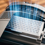 HEPA AirClean Filter with TimeStrip® - safely traps fine dust and allergens.