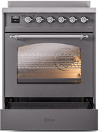 Nostalgie II 30 Inch Electric Freestanding Range in Matte Graphite with Chrome Trim