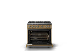 36"W. Sealed Burner Gas Range (Burner: 6b, Finish: Golden Hour, Trim: Brushed Brass, Fuel: Propane)