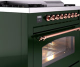 Nostalgie II 36 Inch Dual Fuel Natural Gas Freestanding Range in Emerald Green with Copper Trim