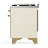 ILVE UM36FQNR3AWG Majestic III 36 inch Dual Fuel Range with 6 Black Brass Burners and Griddle, Dual Function Burner up to 25,000 BTU (Solid Door, Antique White, Brass, Natural Gas)