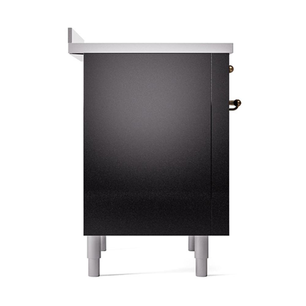 ILVE UNI366QNMPBKB Nostalgie II Noblesse 36 inch Induction Range (Solid Door, Glossy Black, Burnished)