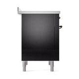ILVE UNI366QNMPBKB Nostalgie II Noblesse 36 inch Induction Range (Solid Door, Glossy Black, Burnished)