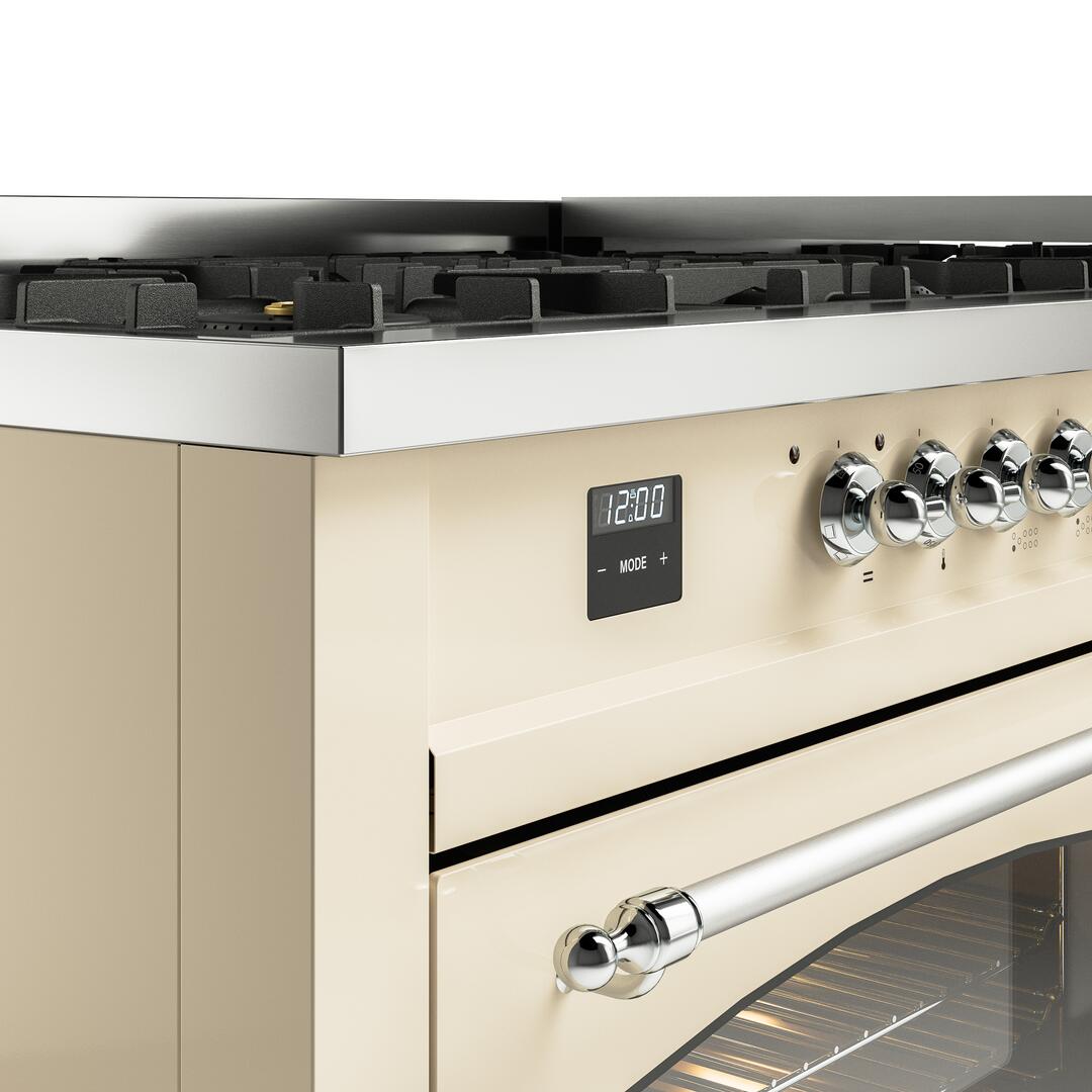 Nostalgie II 60 Inch Dual Fuel Liquid Propane Freestanding Range in Antique White with Chrome Trim
