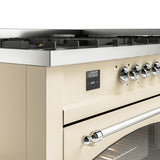Nostalgie II 60 Inch Dual Fuel Liquid Propane Freestanding Range in Antique White with Chrome Trim