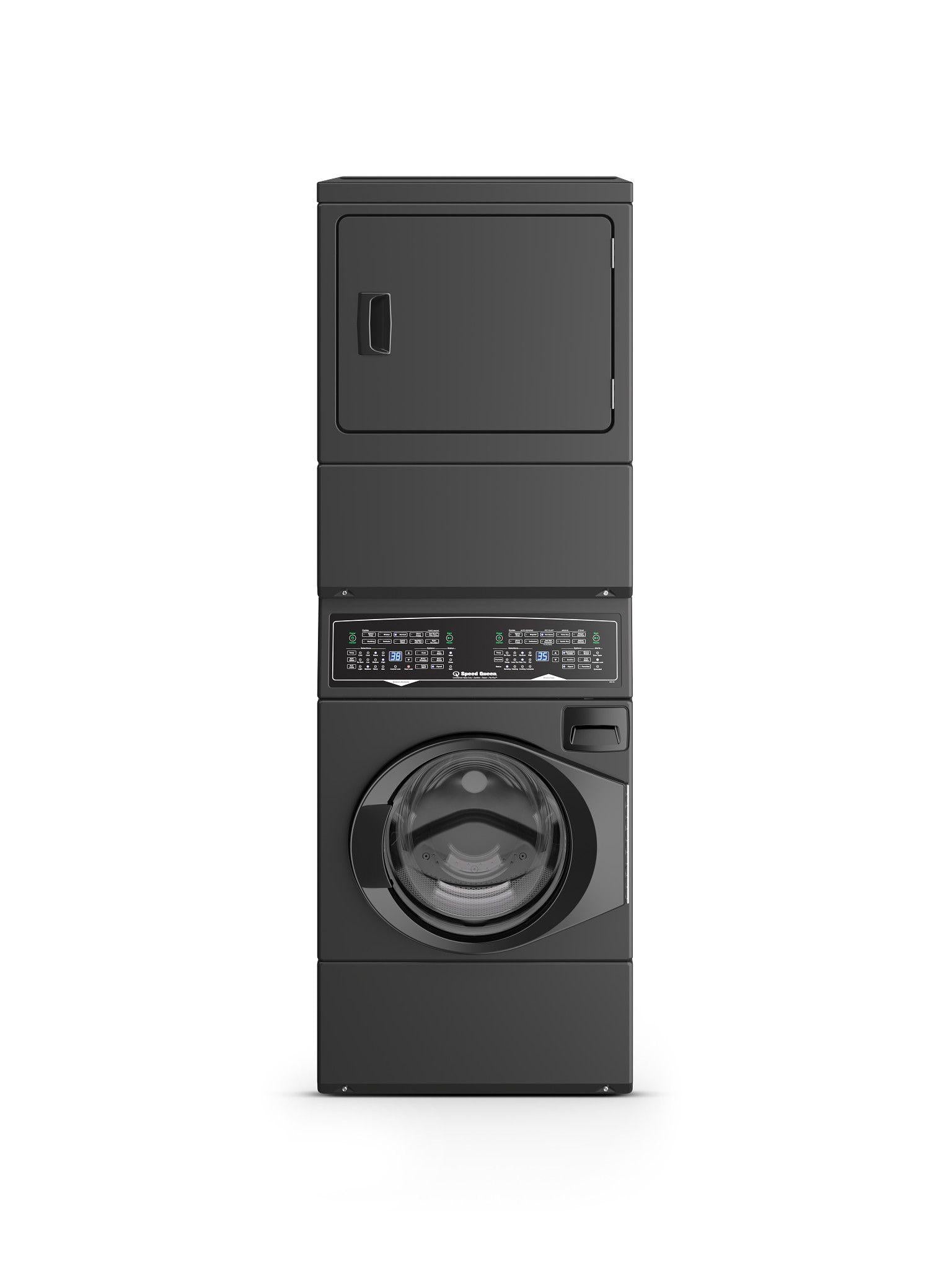 Matte Black Stacked Washer - Gas Dryer