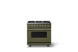36"W. Dual Fuel Range (Burner: 6b, Finish: Martini, Trim: Brushed Brass, Fuel: Natural Gas)