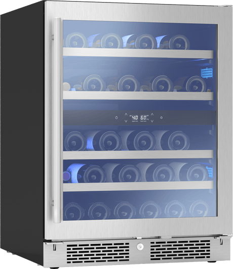 Presrv ADA Wine Cooler, 24in Compact, SS+Glass, Reversible Door + Lock, 2 zones