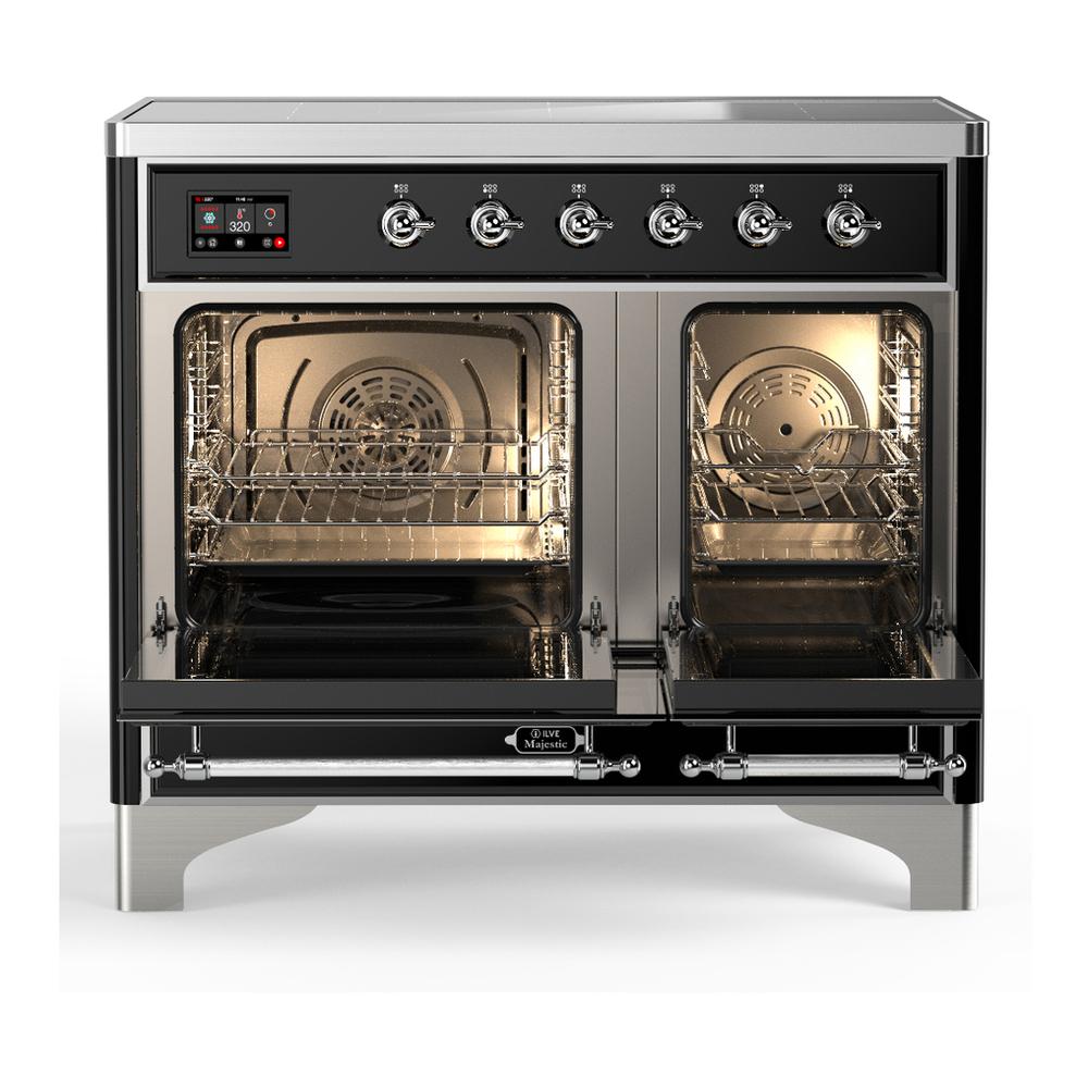 ILVE UMDIB40QNR3MGC Majestic III 40 inch Induction Range with 6 Elements, 3.82 cu. ft. Total Oven Capacity (Solid Door, Graphite Matte, Chrome)