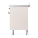 ILVE UNI486QNMPAWG Nostalgie II Noblesse 48 inch Induction Range (Solid Door, Antique White, Brass)