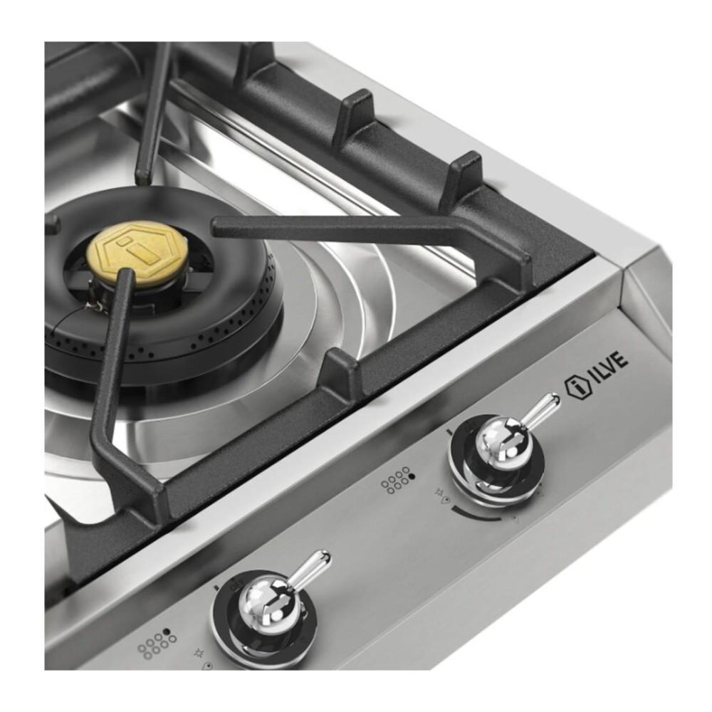 ILVE UHCP1265FNSSC Nostalgie II 48 inch Built-In Gas Cooktop with 8 Burners, Griddle, in Stainless Steel (Natural Gas, Chrome)