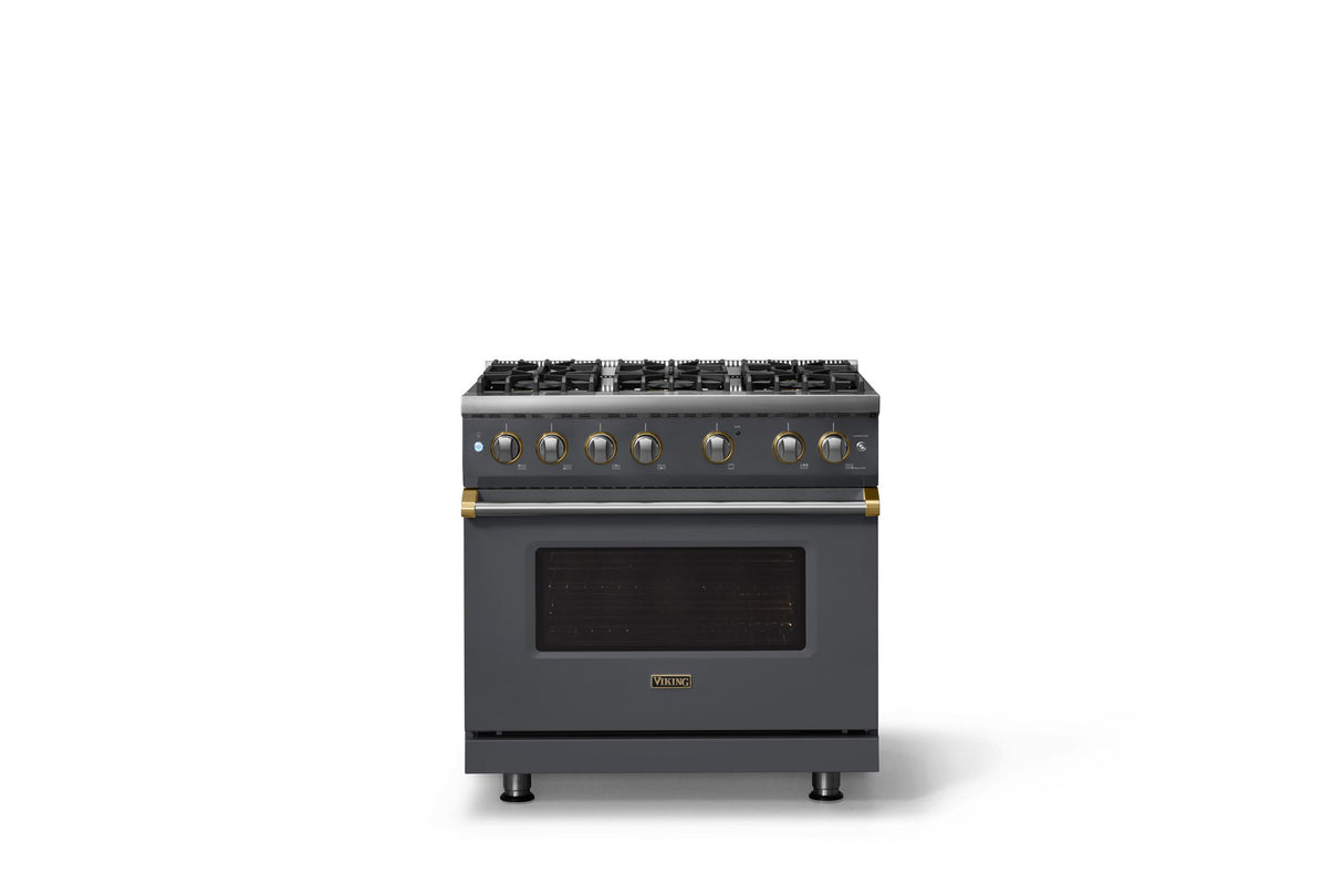 36"W. Sealed Burner Gas Range (Burner: 6b, Finish: Cast Black, Trim: Polished Chrome, Fuel: Propane)