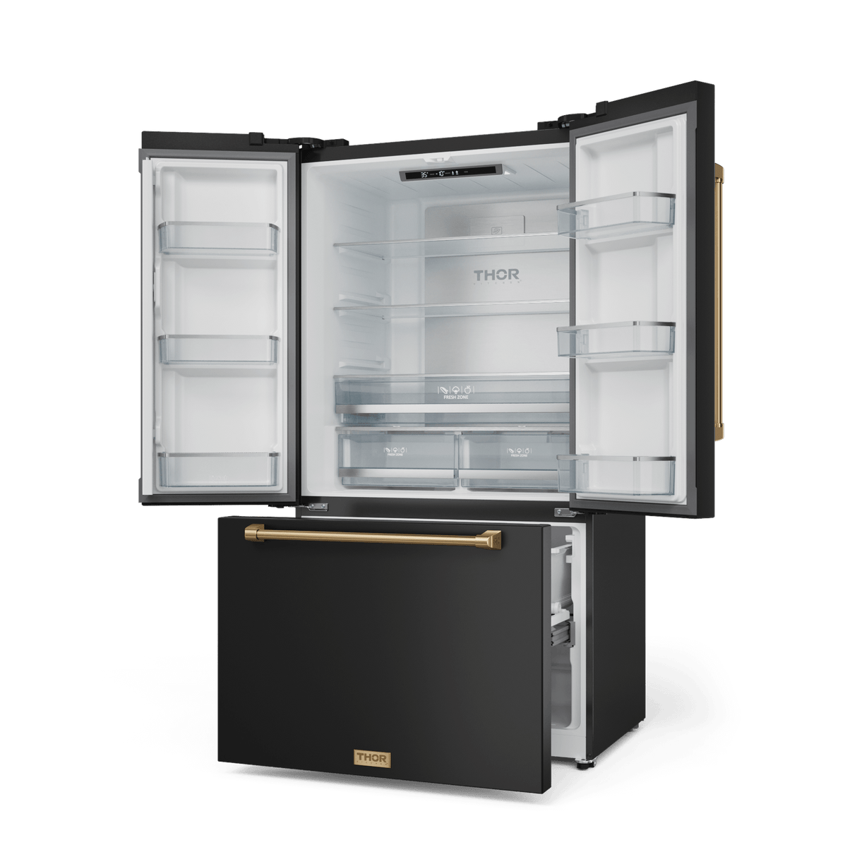 36 Inch 20.3 Cu Ft French Door Counter Depth Refrigerator With Ice Maker In Black/bronze  Gordon Ramsay Series