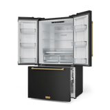 36 Inch 20.3 Cu Ft French Door Counter Depth Refrigerator With Ice Maker In Black/bronze  Gordon Ramsay Series