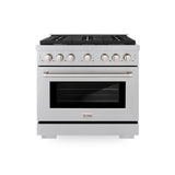ZLINE 36 in. 5.2 cu. ft. 6 Burner Gas Range with Convection Gas Oven in DuraSnow' Stainless Steel (SGRS-36)