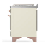 ILVE UM48FSNR3AWPLP Majestic III 48 inch Dual Fuel Range with 5 Black Brass Burners, Griddle and French Top, Dual Function Burner up to 25,000 BTU (Liquid Propane, Triple Glass Door, Antique White, Copper)