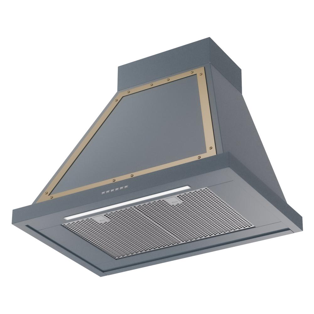 ILVE UANB30BGG Nostalgie Noblesse 30 inch Range Hood (Blue Grey, Brass)