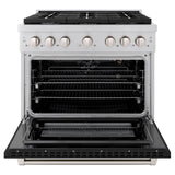 ZLINE 36 in. 5.2 cu. ft. 6 Burner Gas Range with Convection Gas Oven in Stainless Steel with Black Matte Door (SGR-BLM-36)