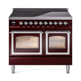 ILVE UNDI406NMPBUC Nostalgie II Noblesse 40 inch Induction Range (Triple Glass Door, Burgundy, Chrome)