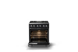 30"W. Dual Fuel Range (Finish: Onyx, Trim: Polished Chrome, Fuel: Natural Gas)