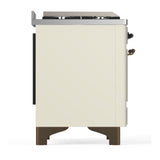 ILVE UM60FNR3AWBLP Majestic III 60 inch Dual Fuel Range with 9 Burners and Griddle, Dual Function Burner up to 25,000 BTU (Liquid Propane, Triple Glass Door, Antique White, Burnished)