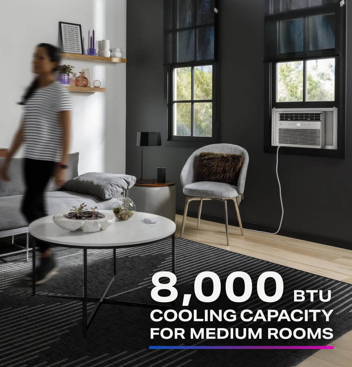 GE Profile™ 8,000 BTU Inverter Smart Ultra Quiet Window Air Conditioner for Medium Rooms up to 350 sq. ft.