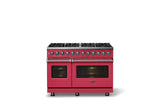 48"W. Dual Fuel Range (Burner: 8b, Finish: Valentine, Trim: Polished Chrome, Fuel: Natural Gas)