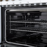 Forno Paolo 48 Inch Freestanding Electric Range in White with Antique Brass, 6.7 cu.ft, True Convection Oven, Energy Efficient