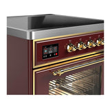 ILVE UMIB30NR3BUG Majestic III 30 inch Induction Range with 4 Elements, 4 cu. ft. Oven Capacity (Triple Glass Door, Burgundy, Brass)