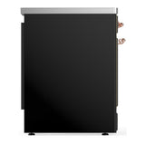 ILVE UMIB30NR3BKP Majestic III 30 inch Induction Range with 4 Elements, 4 cu. ft. Oven Capacity (Triple Glass Door, Glossy Black, Copper)