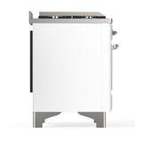 ILVE UM48FSNR3WHC Majestic III 48 inch Dual Fuel Range with 5 Black Brass Burners, Griddle and French Top, Dual Function Burner up to 25,000 BTU (Natural Gas, Triple Glass Door, White, Chrome)