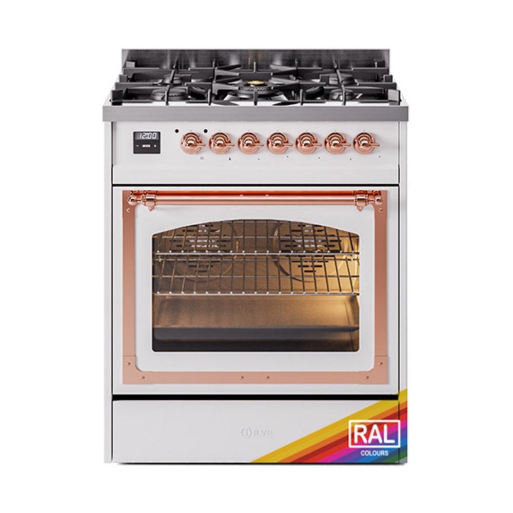 ILVE UN30NMPRAP Nostalgie II Noblesse 30 inch Dual Fuel Range (Natural Gas, Triple Glass Door, RAL, Copper)