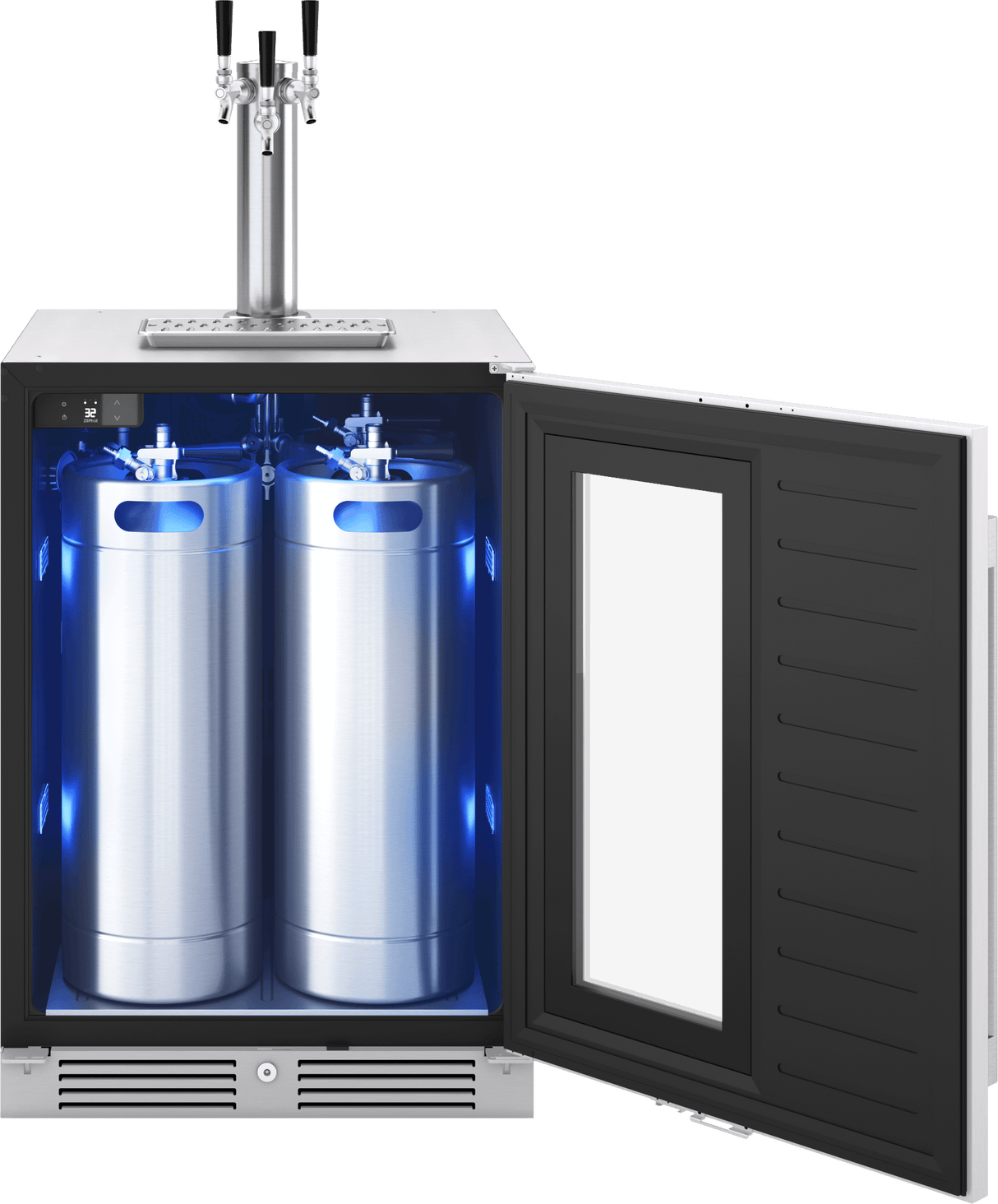 Presrv Kegerator & Beverage Cooler, 24in Under Cabinet, SS+Glass, Reverse Door, 1 Zone