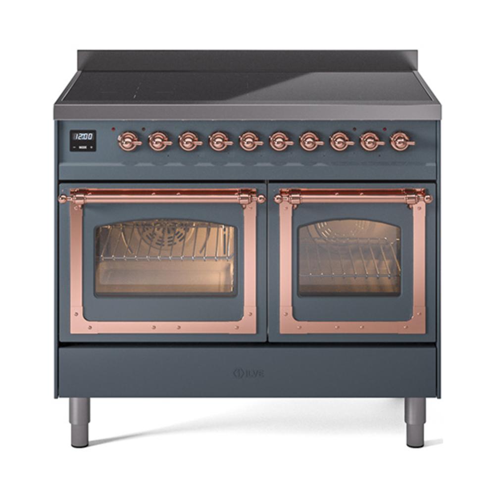 ILVE UNDI406NMPBGP Nostalgie II Noblesse 40 inch Induction Range (Triple Glass Door, Blue Grey, Copper)