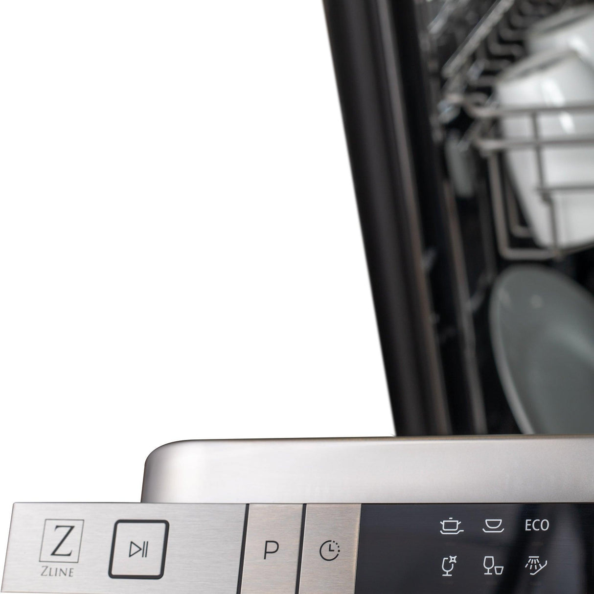 ZLINE 18 in. Compact Top Control Dishwasher with Stainless Steel Tub and Traditional Handle, 52dBa (DW-18) [Color: Black Matte]
