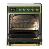 ILVE UMIB30QNR3EGG Majestic III 30 inch Induction Range with 4 Elements, 4 cu. ft. Oven Capacity (Solid Door, Emerald Green, Brass)
