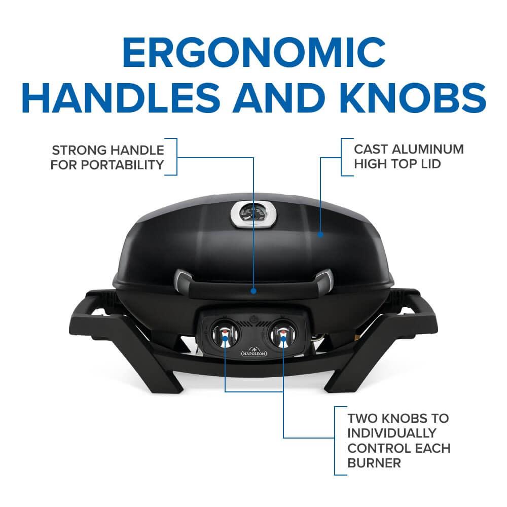 TravelQ PRO285 Portable Gas Grill , Propane, Black